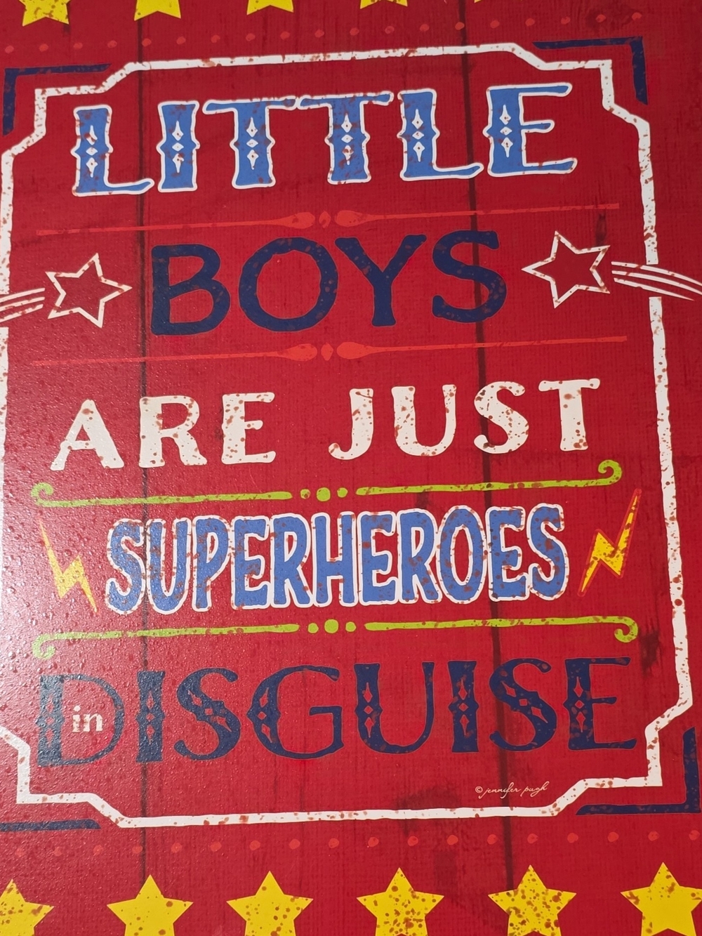 Red "Little Boys Are Just Superheroes in Disguise" Wall Art